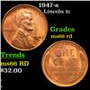 Image 1 : 1947-s Lincoln Cent 1c Grades GEM+ Unc RD