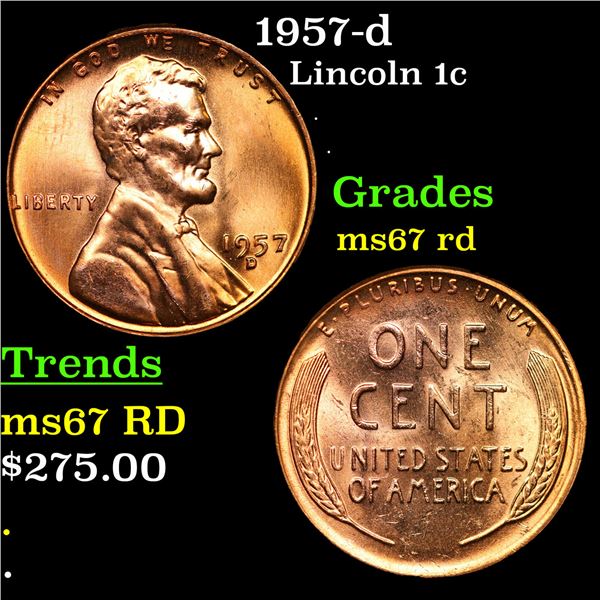 1957-d Lincoln Cent 1c Grades GEM++ Unc RD