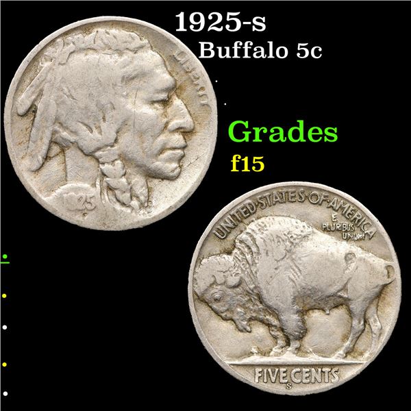 1925-p Buffalo Nickel 5c Grades f+