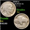 Image 1 : 1916-s Buffalo Nickel 5c Grades f, fine