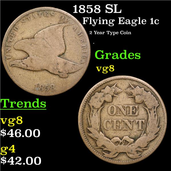 1858 SL Flying Eagle Cent 1c Grades vg, very good