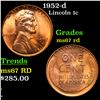 Image 1 : 1952-d Lincoln Cent 1c Grades GEM++ Unc RD