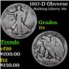 Image 1 : 1917-p Walking Liberty Half Dollar 50c Grades f+