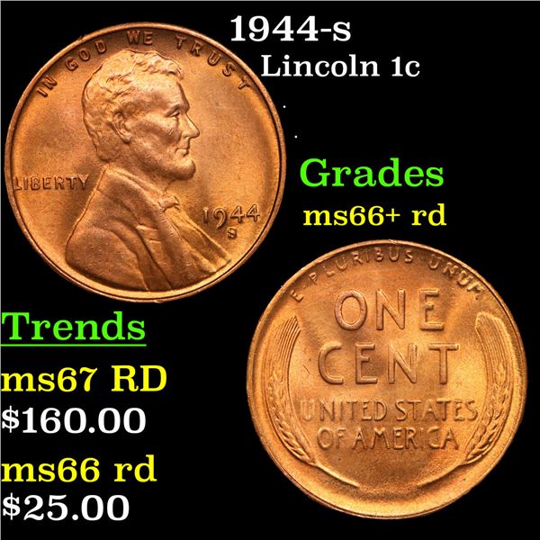 1944-s Lincoln Cent 1c Grades GEM++ RD