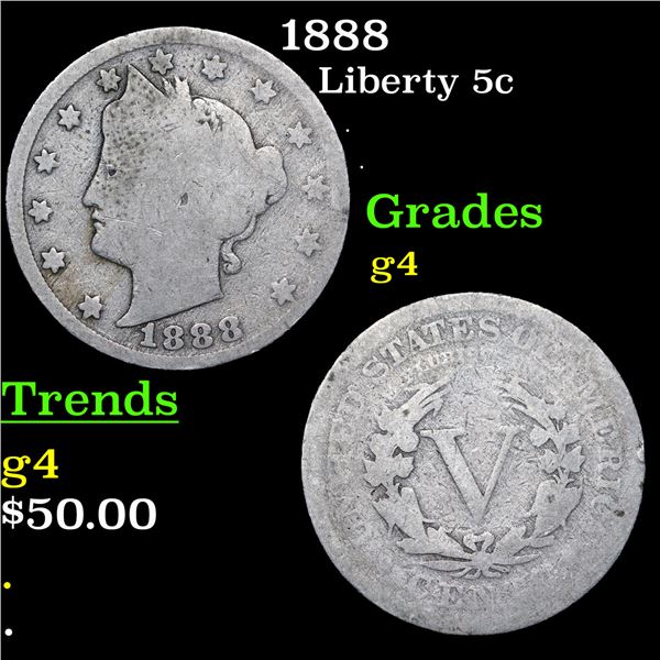 1888 Liberty Nickel 5c Grades g, good
