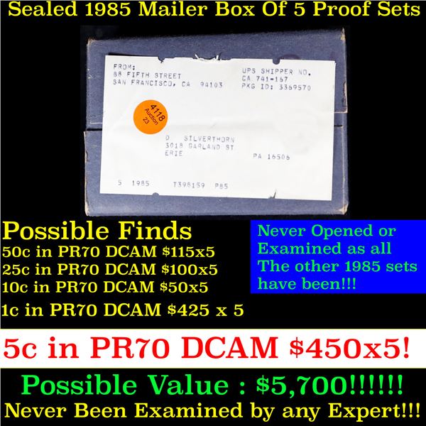 Original sealed box 5- 1985 United States Mint Proof Sets