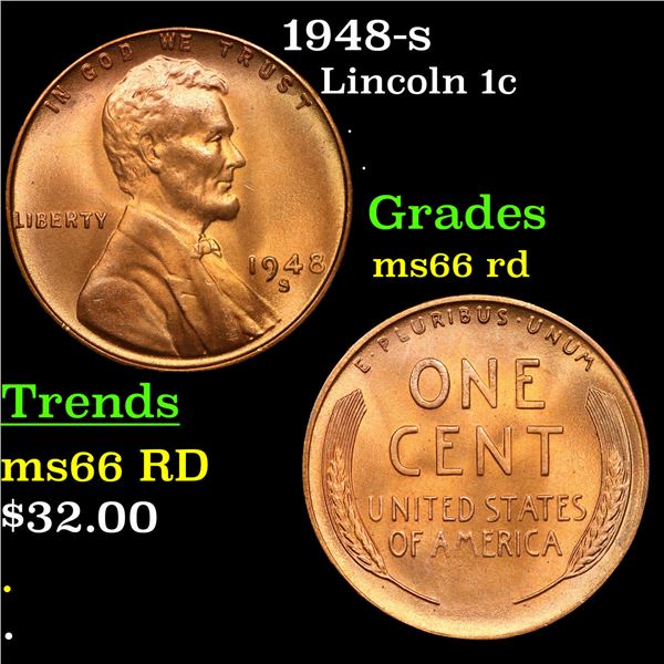 1948-s Lincoln Cent 1c Grades GEM+ Unc RD