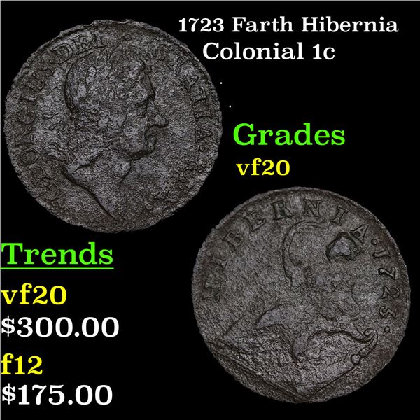 1723 Farth Hibernia Colonial Cent 1c Grades vf, very fine