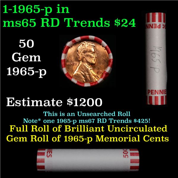 Shotgun Lincoln 1c roll, 1965-p 50 pcs Brandt Wrapper.