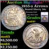 ***Auction Highlight*** 1855-o Arrows Seated Half Dollar 50c Graded ms64+ By SEGS (fc)