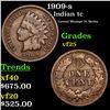 1909-s Indian Cent 1c Grades vf+