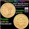 Proof ***Auction Highlight*** 1857 Small date Braided Hair Large Cent 1c Graded pr65 bn By SEGS (fc)