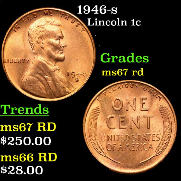 1946-s Lincoln Cent 1c Grades GEM++ Unc RD