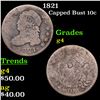 Image 1 : 1821 Capped Bust Dime 10c Grades g, good