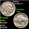 1919-p Buffalo Nickel 5c Grades xf