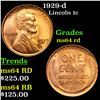 1929-d Lincoln Cent 1c Grades Choice Unc RD