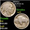 1914-s Buffalo Nickel 5c Grades vg+