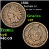 Image 1 : 1861 Indian Cent 1c Grades vg, very good