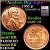 ***Auction Highlight*** 1951-p Lincoln Cent 1c Graded ms66+ rd By SEGS (fc)