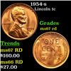 Image 1 : 1954-s Lincoln Cent 1c Grades GEM++ Unc RD