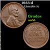 1933-d Lincoln Cent 1c Grades Choice AU