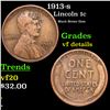 1913-s Lincoln Cent 1c Grades vf details