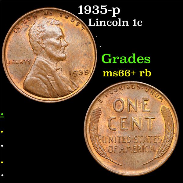 1935-p Lincoln Cent 1c Grades GEM++ RB