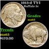 Image 1 : 1915-p Buffalo Nickel 5c Grades Select Unc