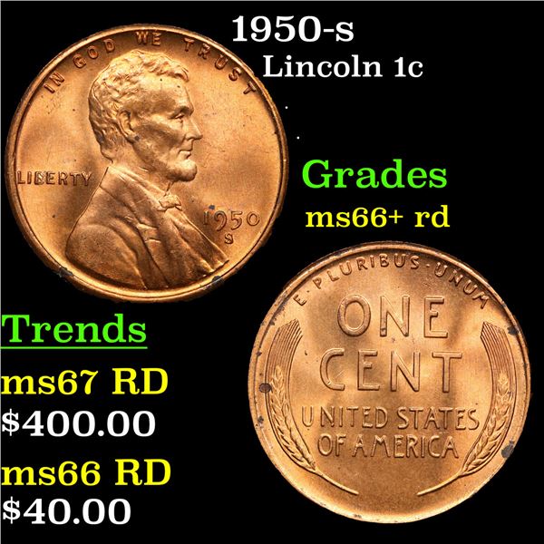 1950-s Lincoln Cent 1c Grades GEM++ RD
