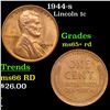 1944-s Lincoln Cent 1c Grades Gem+ Unc RD