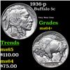 Image 1 : 1936-p Buffalo Nickel 5c Grades Choice+ Unc