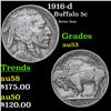 1916-d Buffalo Nickel 5c Grades Select AU