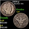 1909-p Barber Half Dollars 50c Grades vg, very good