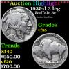 ***Auction Highlight*** 1937-d 3 leg Buffalo Nickel 5c Graded vf35 By SEGS (fc)