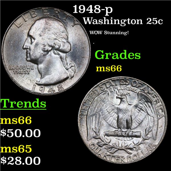 1948-p Washington Quarter 25c Grades GEM+ Unc