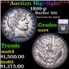 Image 1 : ***Auction Highlight*** 1899-p Barber Half Dollars 50c Graded ms64 BY SEGS (fc)
