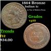 Image 1 : 1864 Bronze Indian Cent 1c Grades vg+