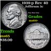 Image 1 : 1939-p Rev 40 Jefferson Nickel 5c Grades Choice+ Unc