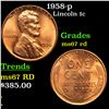 1958-p Lincoln Cent 1c Grades GEM++ Unc RD