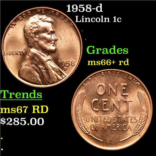 1958-d Lincoln Cent 1c Grades GEM++ RD