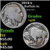 1914-s Buffalo Nickel 5c Grades vg+