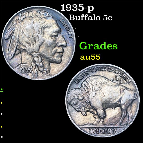 1935-p Buffalo Nickel 5c Grades Choice AU