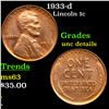 Image 1 : 1933-d Lincoln Cent 1c Grades Unc Details