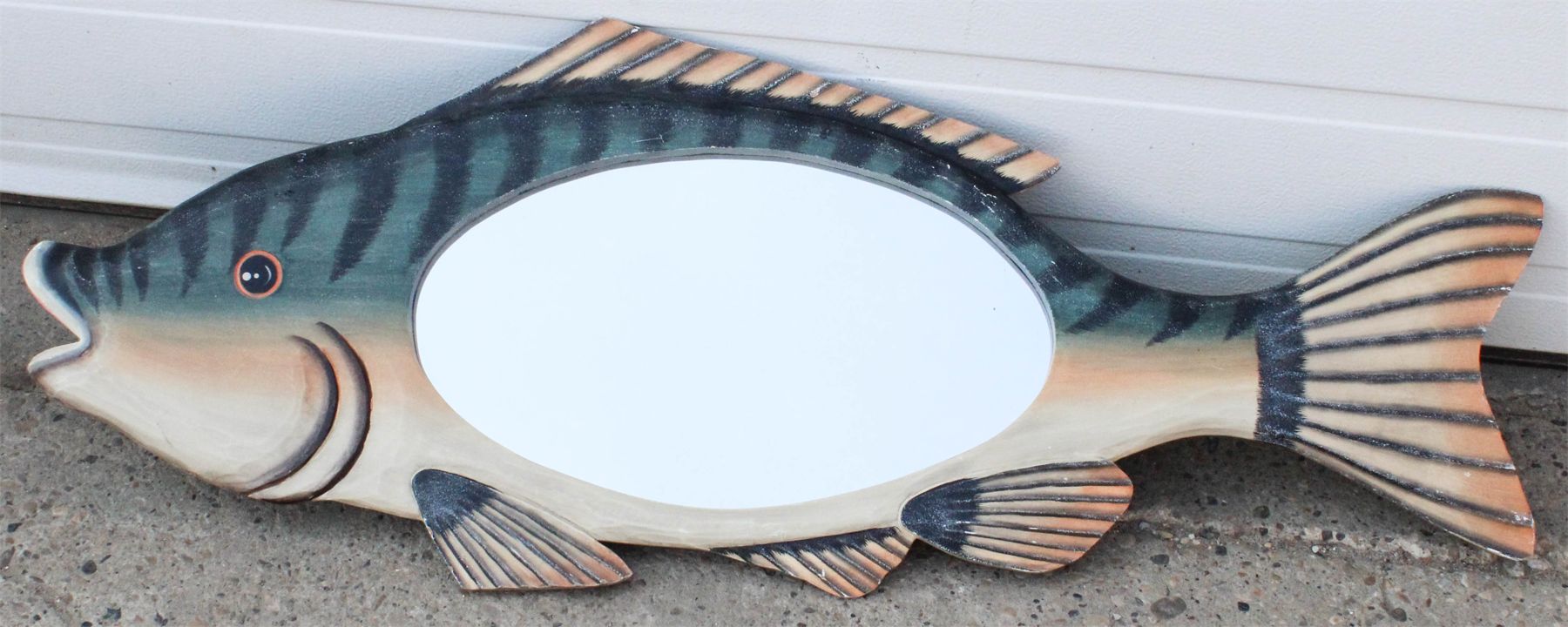 WOODEN FISH SHAPED MIRROR