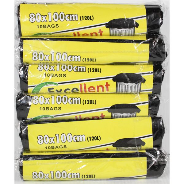60 DRAW STRING 120L GARBAGE BAGS
