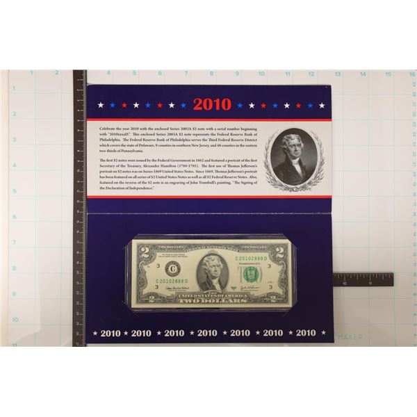 2010 PHILADELPHIA FEATURES: 2003-A US $2 FRN