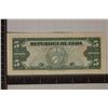 Image 2 : 1960 CUBA 5 PESO CRISP UNC BILL SMALL STAIN ON
