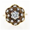 Image 4 : Antique 18K Gold 1.03 ctw European Transitional Diamond Cluster Beaded Dome Ring