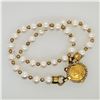 Image 1 : 18K Yellow Gold & Pearl Choker with Gold Byzantine Solidus