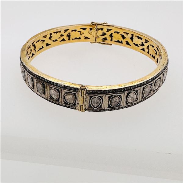 Vintage Indian Gold Topped Silver & Diamond Bangle